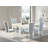7 Piece Kitchen Table & Chairs Set Consist of a Rectangle Butterfly Leaf Dining Table and 6 Baby Blue Linen Fabric Parson Chairs, Linen White-397873311