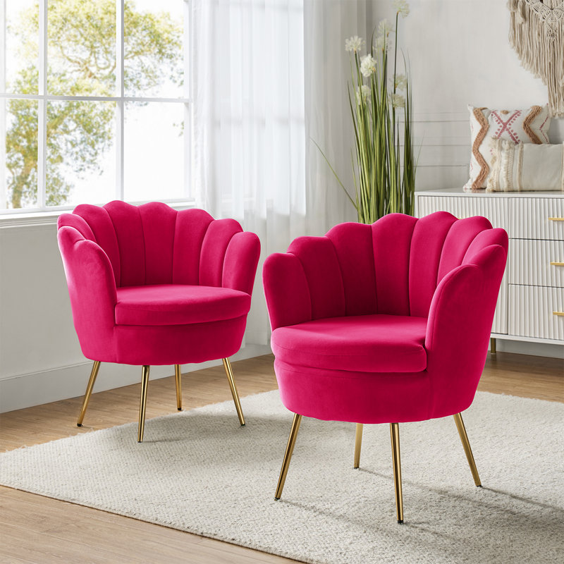 Fauteuil demi-tonneau en velours 30 po Hendrix, Fuchsia