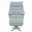 Fauteuil d'appoint moderne pivotant à 360 degrés en cuir fleur avec repose-pieds assorti, ton bleu