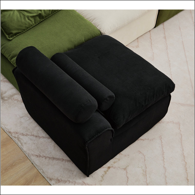 Canapé modulaire, Velours côtelé noir