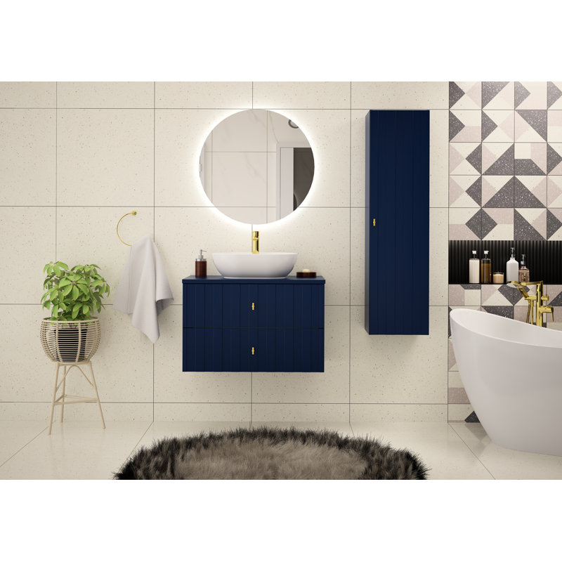 Annemien 81 mm Wall Mounted Single Vanity with Vessel Ceramic Basin