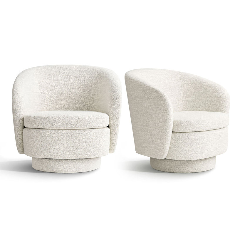 Ensemble de 2 chaises demi-tonneau pivotantes modernes