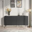 Buffet Mid-Century moderne 63 po - 5 pieds de support et 4 tablettes réglables - Armoire de rangement pour l'entrée ou le salon - Noir-501646214