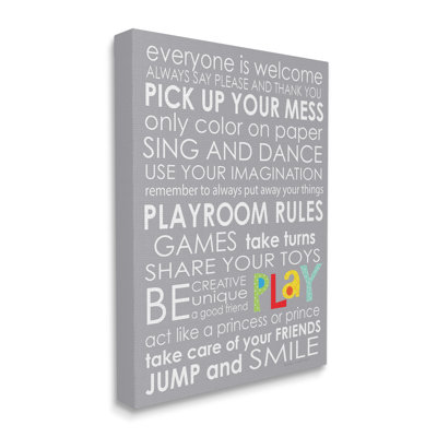 «Playroom Rules For Chacun» par Ellen Crimi-Trent - Art textuel