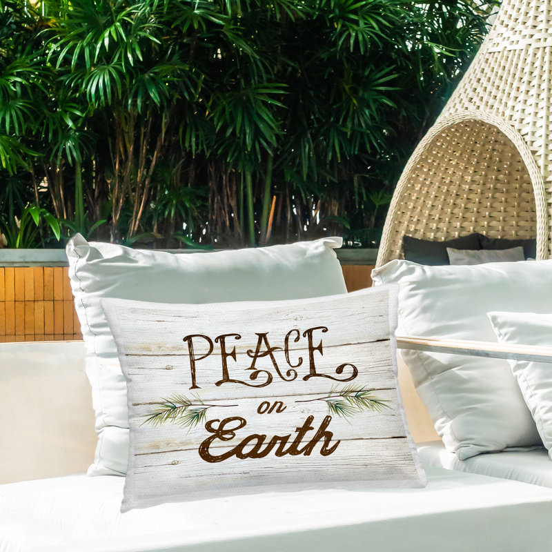 Coussin d'extérieur imprimé Stupell Industries Rustic Peace on Earth par Carol Robinson