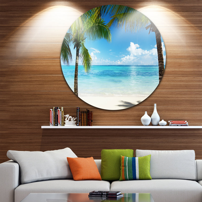 «Palm Trees and Sea», reproduction de photo sur métal, H 23 po x l 23 po x P 1 po