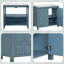 36 pouces Organisateur de meuble-lavabo de salle de bain avec lavabo en céramique bleu rétro | Structure en bois massif | Portes à fermeture en douceur | Tablettes réglables | Ensemble d'armoire de rangement pour salle de bain-505824175