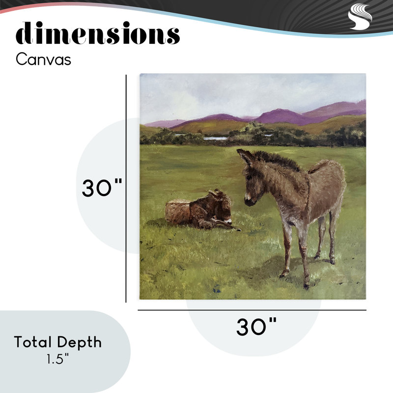«Donkey Duo in Pasture Canvas», conception de Patricia Reynolds, H 30 po x l 30 po