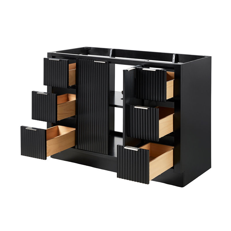 Meuble-lavabo simple 48 po en bois massif, Noir