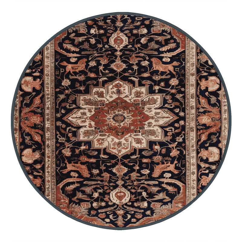 Tapis brun lavable à la machine, Rond 7 pi