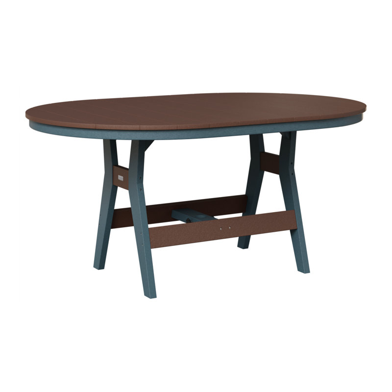 Harbor Outdoor Oval Dining Table, Slate, Chocolate Brown