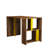 Modern Study Desk with Numerous Shelves, Walnut & Yellow, 47.2 x 29.7 x 23.6 inches | 100% Melamine Coated Particle Board, Thickness: 0.7 inches | Wall-Mountable Design for Space-Saving & Stylish Workspace-647529077