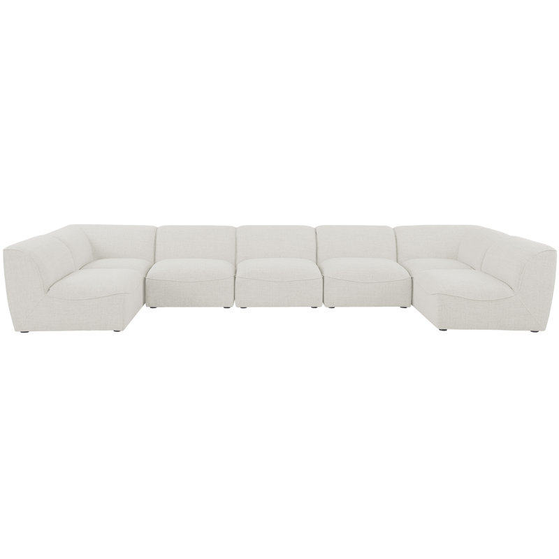 Canapé modulaire faisant face à la droite de 175 po Arens, Tissu crème texturé en lin