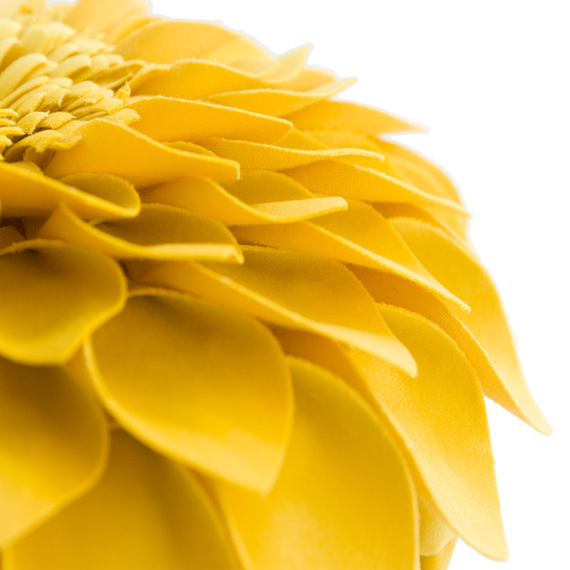 Mustard Yellow Cotton Sunflower Round Throw Pillow