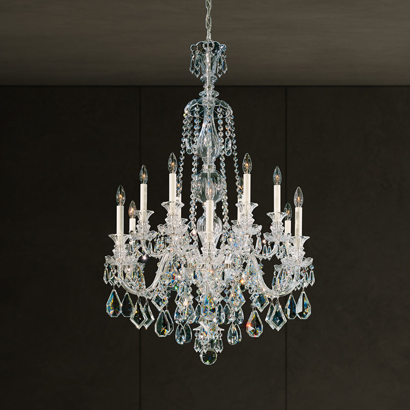 Hamilton 12 - Light Glass Chandelier, Silver, Clear