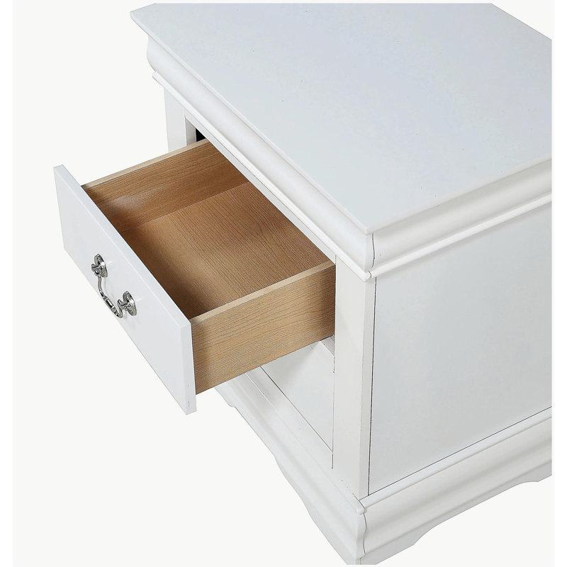 1pc Table de chevet blanche Louis Philippe