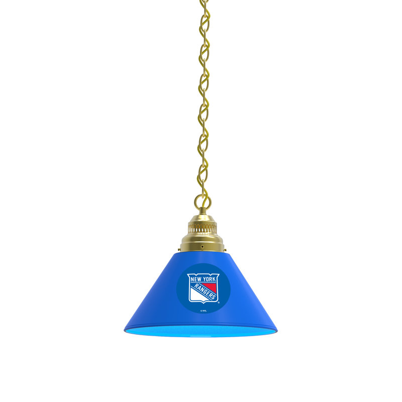 Luminaire suspendu conique 1 lumière NHL, Laiton, New York Rangers