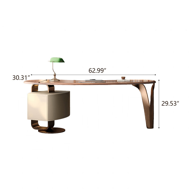 DeskMWEH&Size Curved Iron Executive Desk, 29.53" H x 62.99" W x 30.31" D