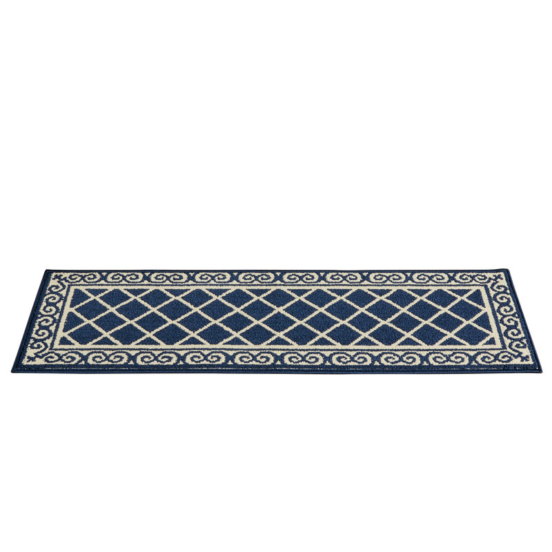 Tapis de cuisine antidérapant Rezarta, Bleu, Rectangle 5 pi x 1 pi 8 po