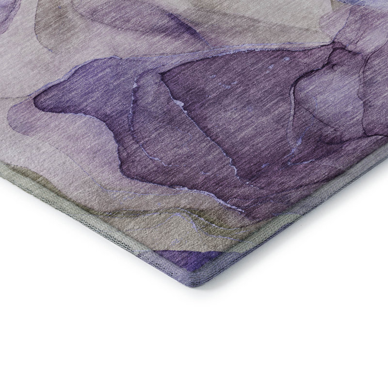 Tapis mauve Premium lavable à la machine Cerrito AMF504, Rond 8 pi