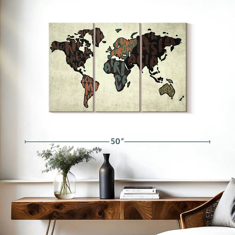 Continents Word Briuna, 24" H x 38" W
