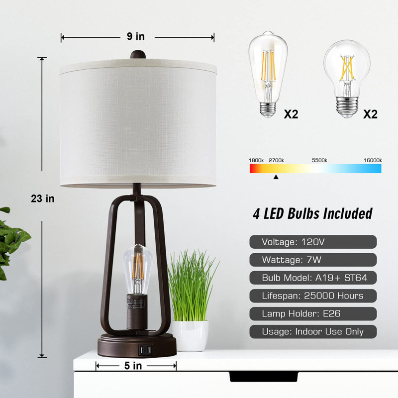 Deylani Metal USB Table Lamp