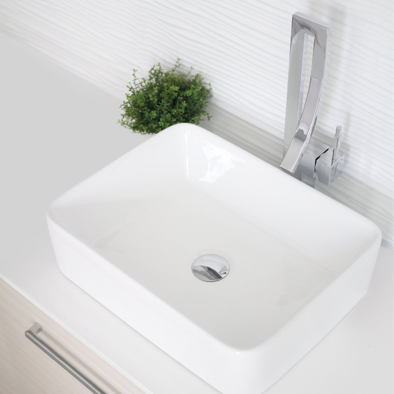 STYLISH Opulence Bold 18-3/4"L Rectangular Vessel Sink, White