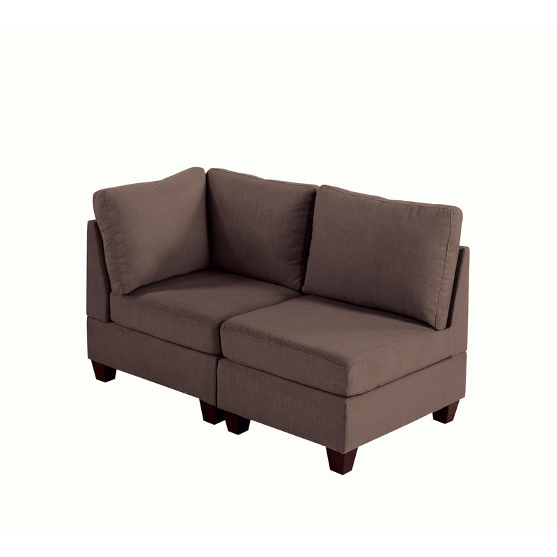 Glendall Upholstered Sectional, Coffee 100% Linen