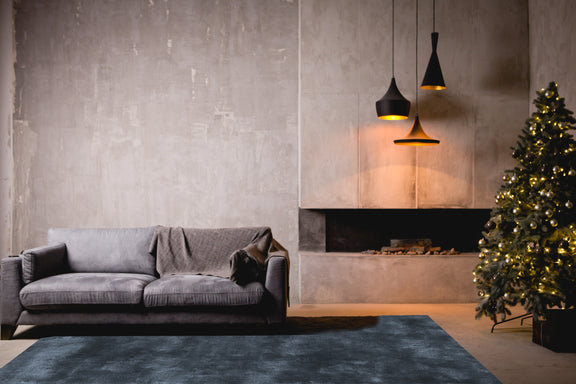 Pallas Abstract Area Rug in Petrol, Blue/Gray, Runner 1' x 2'