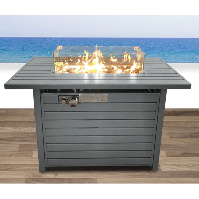 25'' H X 42'' W Outdoor Fire Pit Table With Lid - Steel Propane, Garden Enjoyable Space Modern Captivating And Enticing