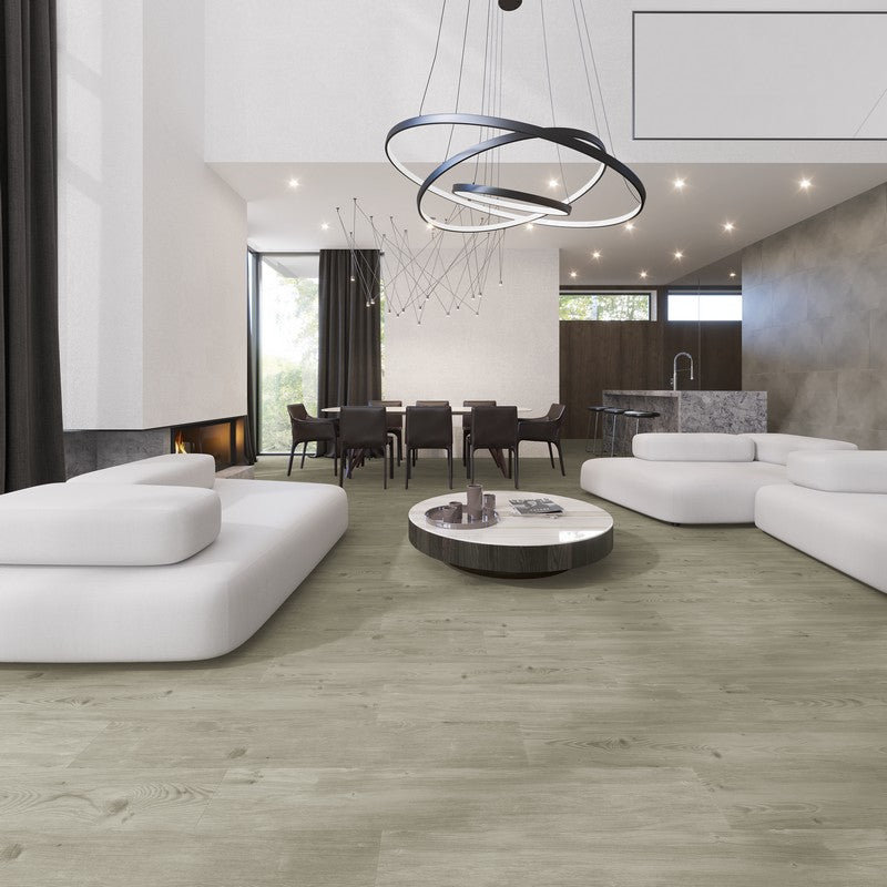 GlueCore Pro 28mil x 7" W x 48" L Glue Down Luxury Vinyl Plank Flooring, Sky Gray