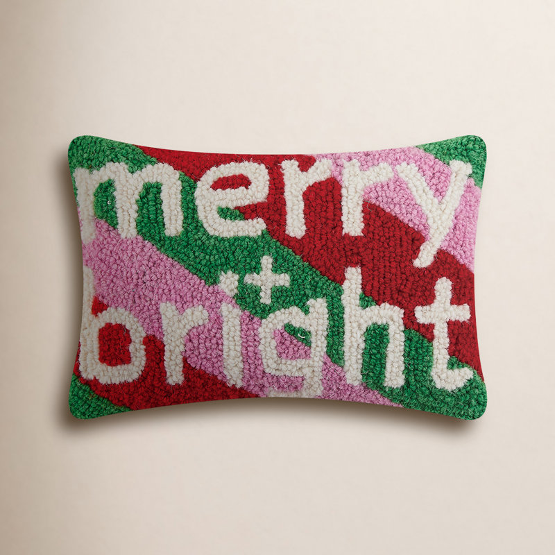 Merry And Bright Rainbow Hook Pillow