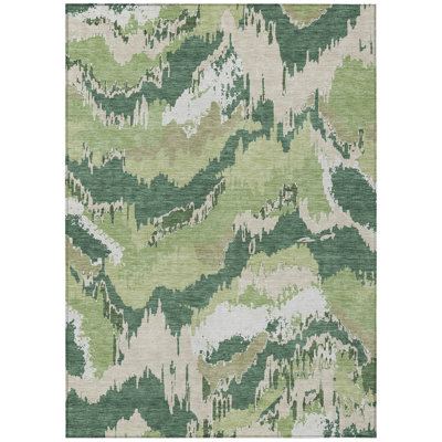 Tapis extérieur lavable abstrait ivoire et beige 8 pi x 10 pi