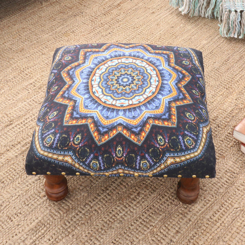 Iancarlo Upholstered Ottoman, Floral Ignite Cotton