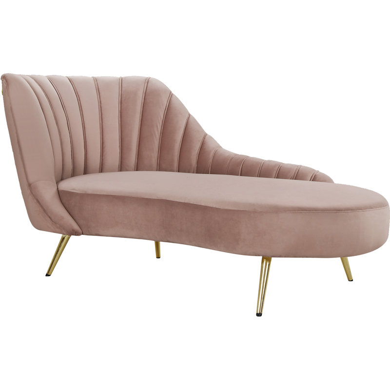 Chaise longue en velours Margo, Velours rose