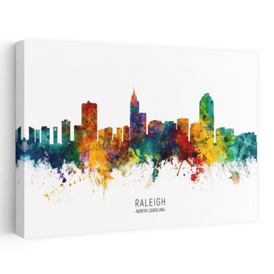 Colorful Raleigh Skyline Abstract Contemporary Architecture City Wall Art