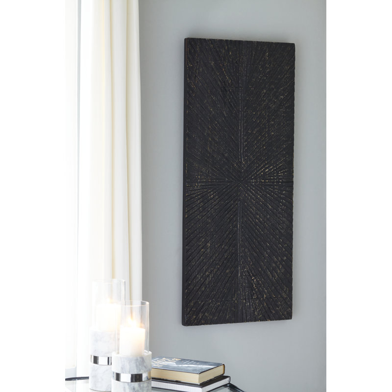 Antique Black Sunburst Wood Wall Decor, 20 x 48 Inch