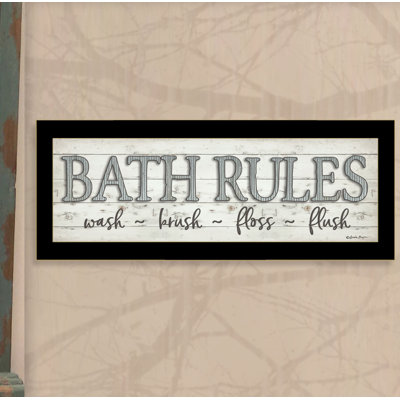Bath Rules Framed Wall Art for Living Room, Home Wall Décor by Susie Boyer