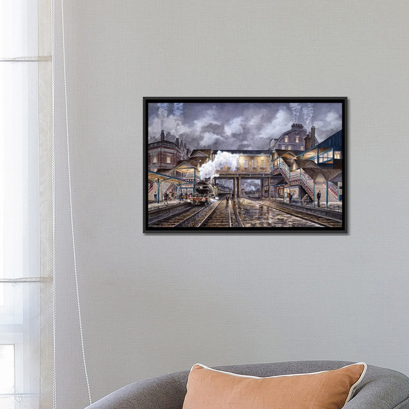 «Night Train To Edinbourough» par Stanton Manolakas, reproduction d'art sur toile, H 18 po x l 26 po x P 1,5 po, Pas de tapis