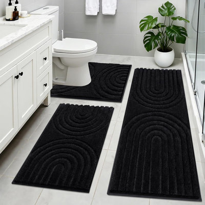 Tapis de salle de bain absorbant et antidérapant lavable (ensemble de 3)