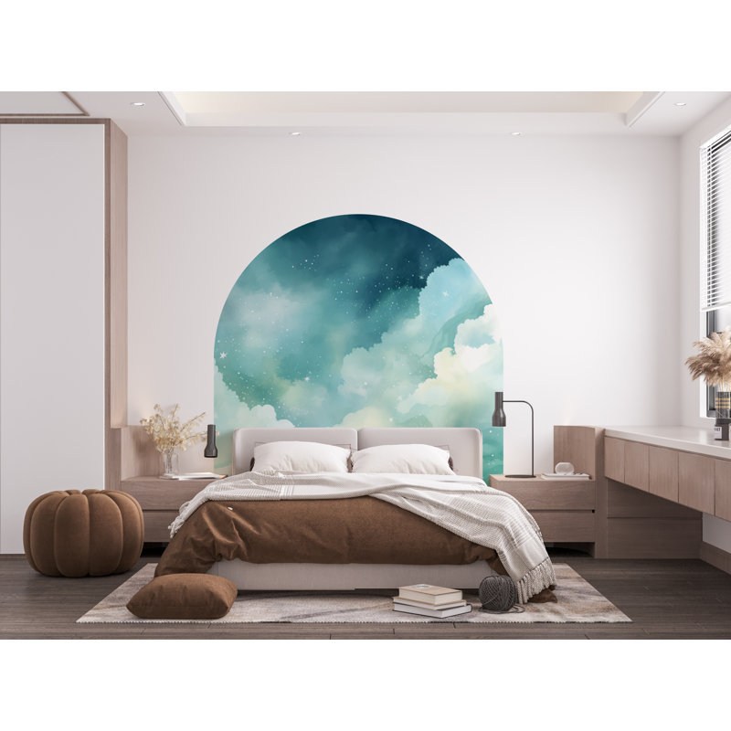 Adhésif décoratif aquarelle de rêve, autocollant d'arche de lit, décalque de mur de haie, autocollant mural arche, autocollant de décalque mural en marbre, arche de très grand lit 347RS