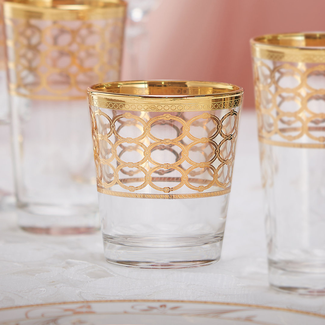Infinity Gold 10oz. Crystal Double Old Fashion Set (Set of 4) Lorren Home Trends