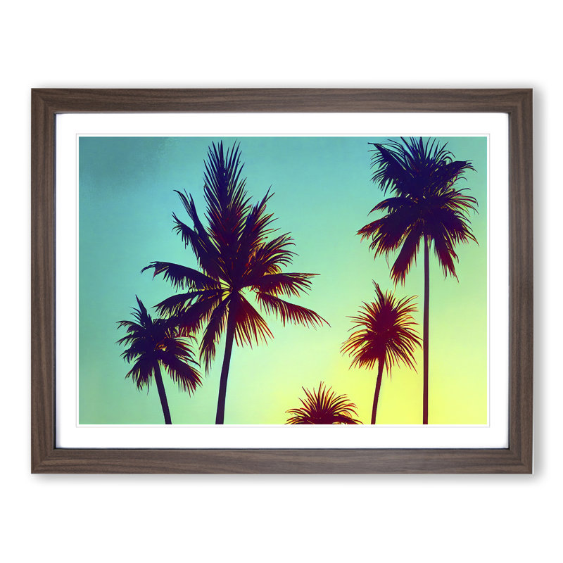 Stupendous Palm Trees - Single Picture Frame Print, 25cm H x 34cm W x 2cm D, Walnut