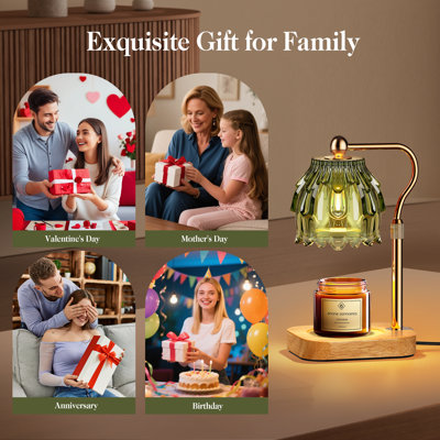 Modern Candle Warmer Lamp with Timer Dimmer, Adjustable Height Glass Lamp for Gifts, Home Decor