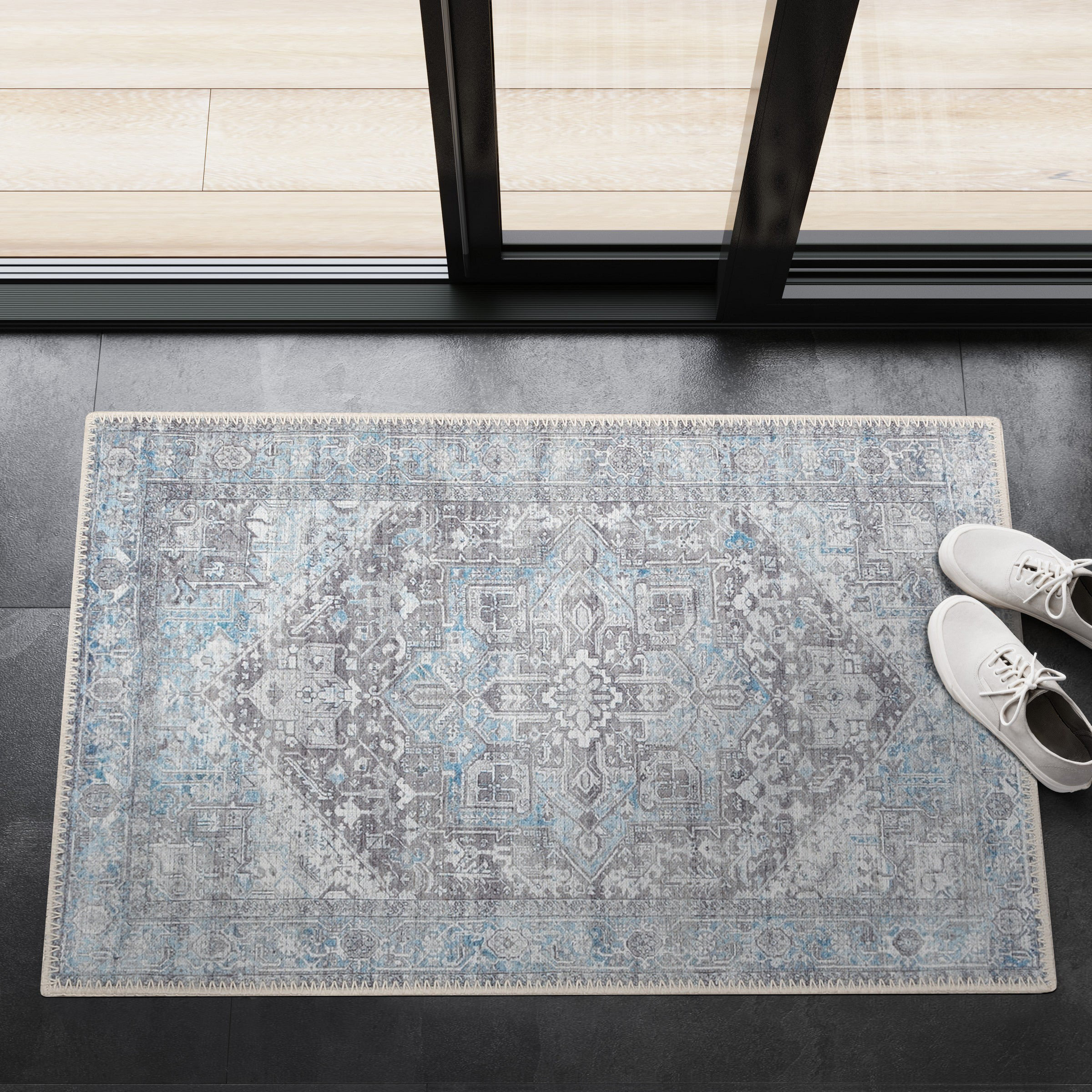 Somona Oriental Flatweave Performance Machine Washable Blue Area Rug Langley Street Rug Size: Rectangle 5' x 7