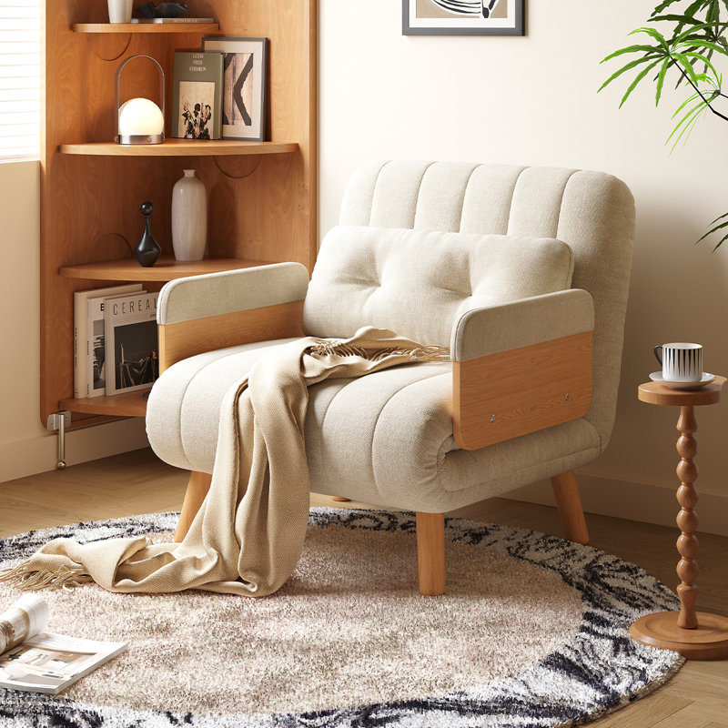 35.43''3-in-1 Convertible Chair Bed — 5-Position Backrest, High-Density Foam & Solid Wood Legs, Ideal for Small Spaces & Adults