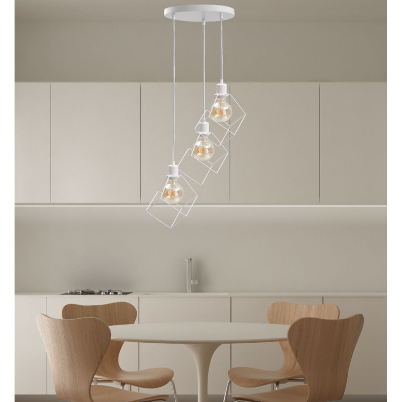 Bohannon 3 - Light Geometric Pendant, White, White