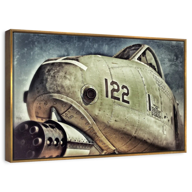 Avion à réaction Air Force, 25 po x 17 po, Cadre flottant doré