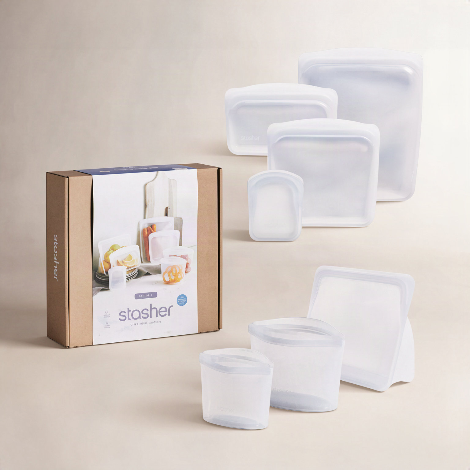 Variety 7-Piece Food Storage Bag Set, Clear