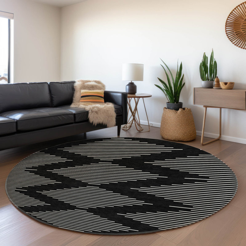 Premium Machine Washable Colmenero AMF1016 Geometric Rug, Round 8'